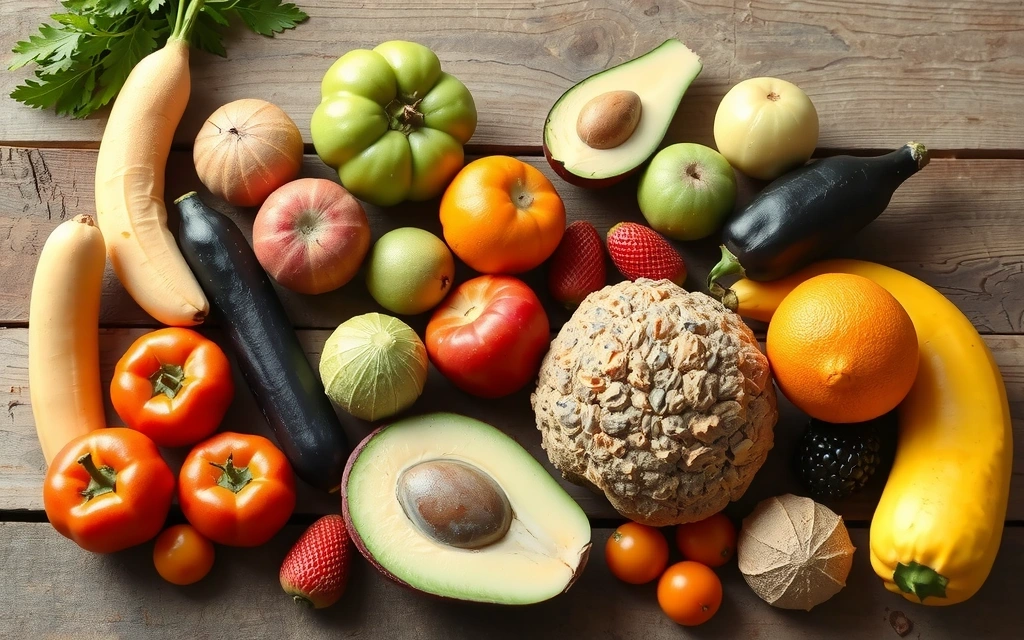 Frutta e verdura fresca su un tavolo